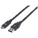 USB 3.1 Cable Gen 1, Type-A Male to Type-C Male, 5 Gbps, 2m Black