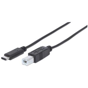 USB 2.0 Cable Type-C Male to Type-B Male 480Mbps 2m Black