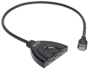 HDMI Switch 1080p 3-port Integrated Cable Black