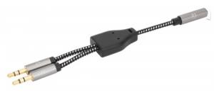 Headset Adapter Cable with Stereo Audio Aux Y-Splitter - 15cm
