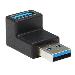 USB 3.0 SUPERSPEED ADAPTER USB-A TO USB-A M/F DWN ANGLE BLK